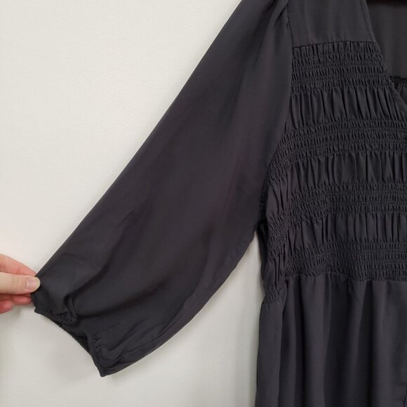 Torrid Womens Dark Cottagecore Smocked Babydoll Top Size 1X Gray Peasant Prairie - Picture 4 of 12